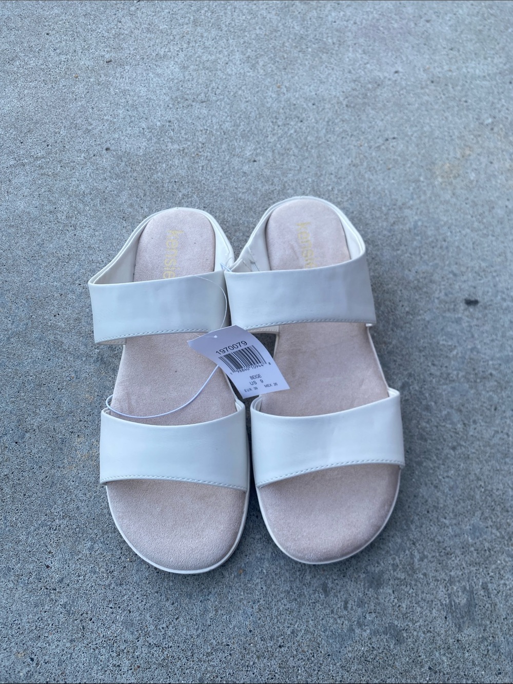 kenzie Cream Double-Strap Slide Sandals